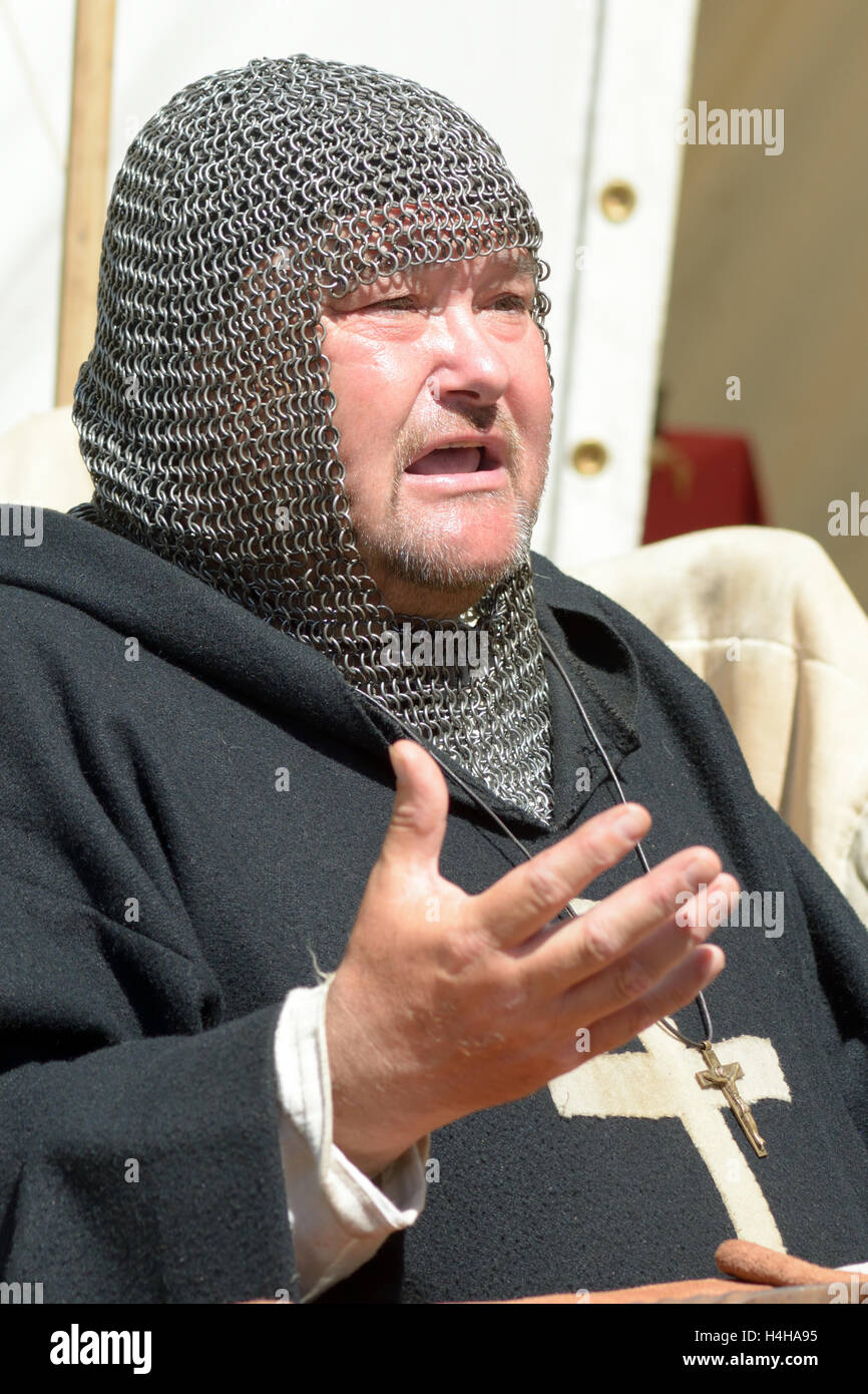 Knights Templar talking about the Order of Knights of the Hospital of Saint John of Jerusalem in Bedford, Bedfordshire, England Stock Photo