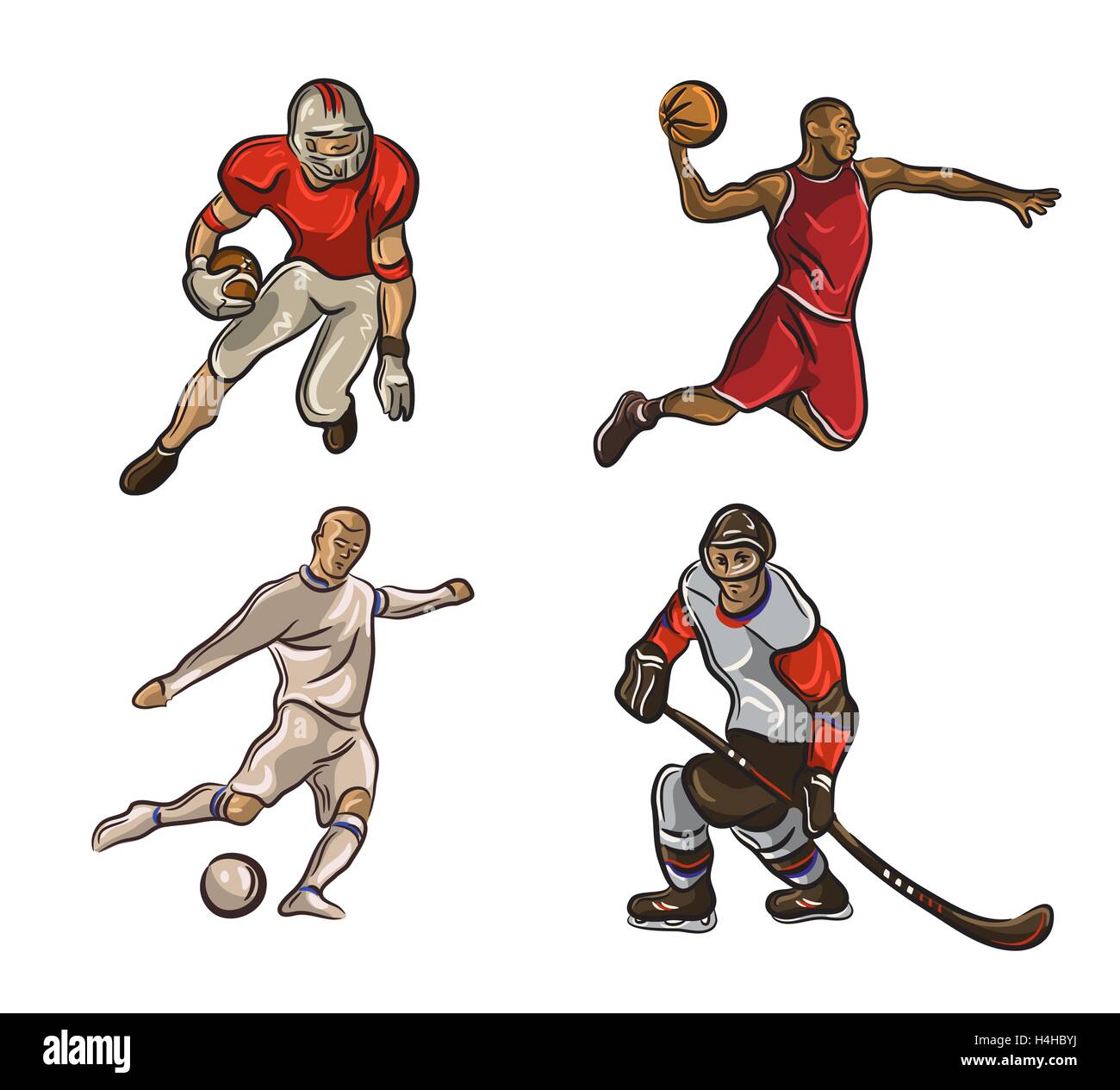 Football , basketball player, hokeist isolated on a white background. vector Stock Vector