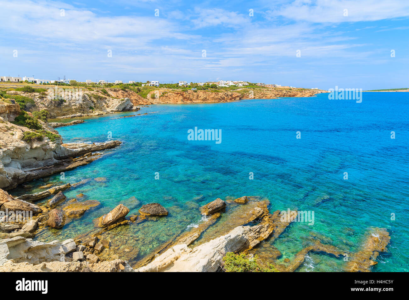 A view of beautiful sea on coast of Paros island, Greece Stock Photo