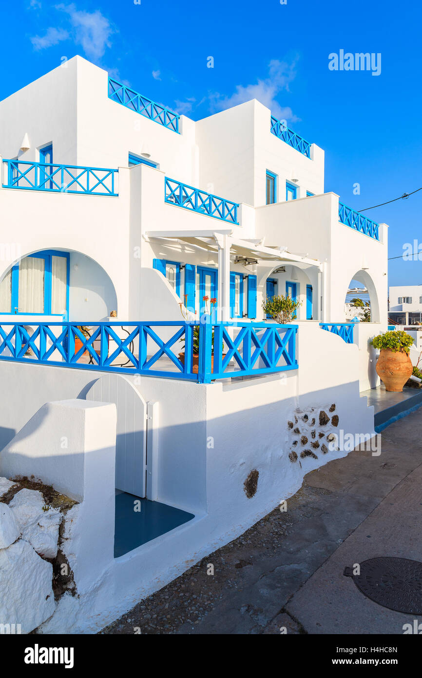White architecture of Greek style apartments in Imerovigli village on
