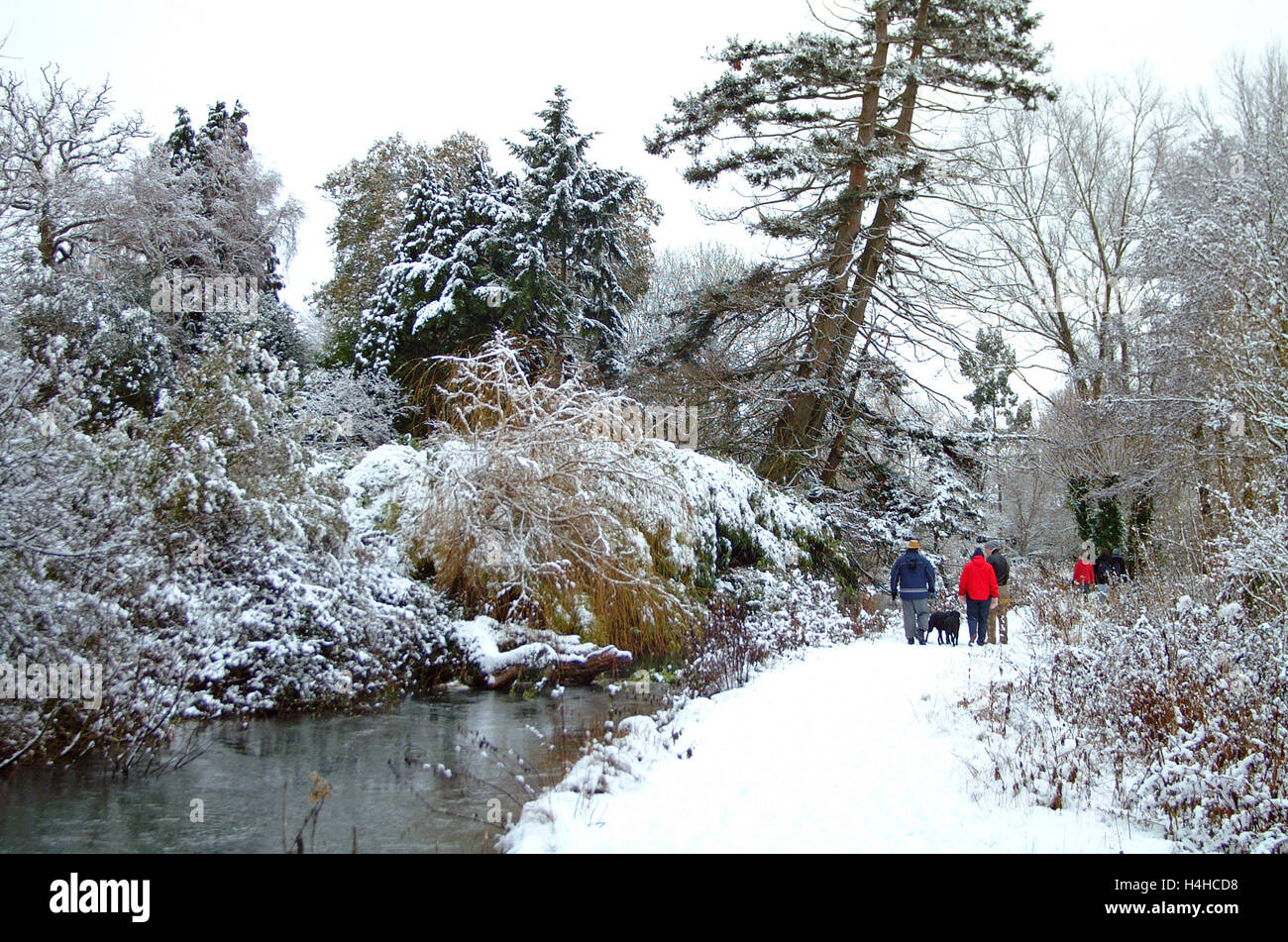 Winter landscape of snow covered path along Navigation Heritage Trail