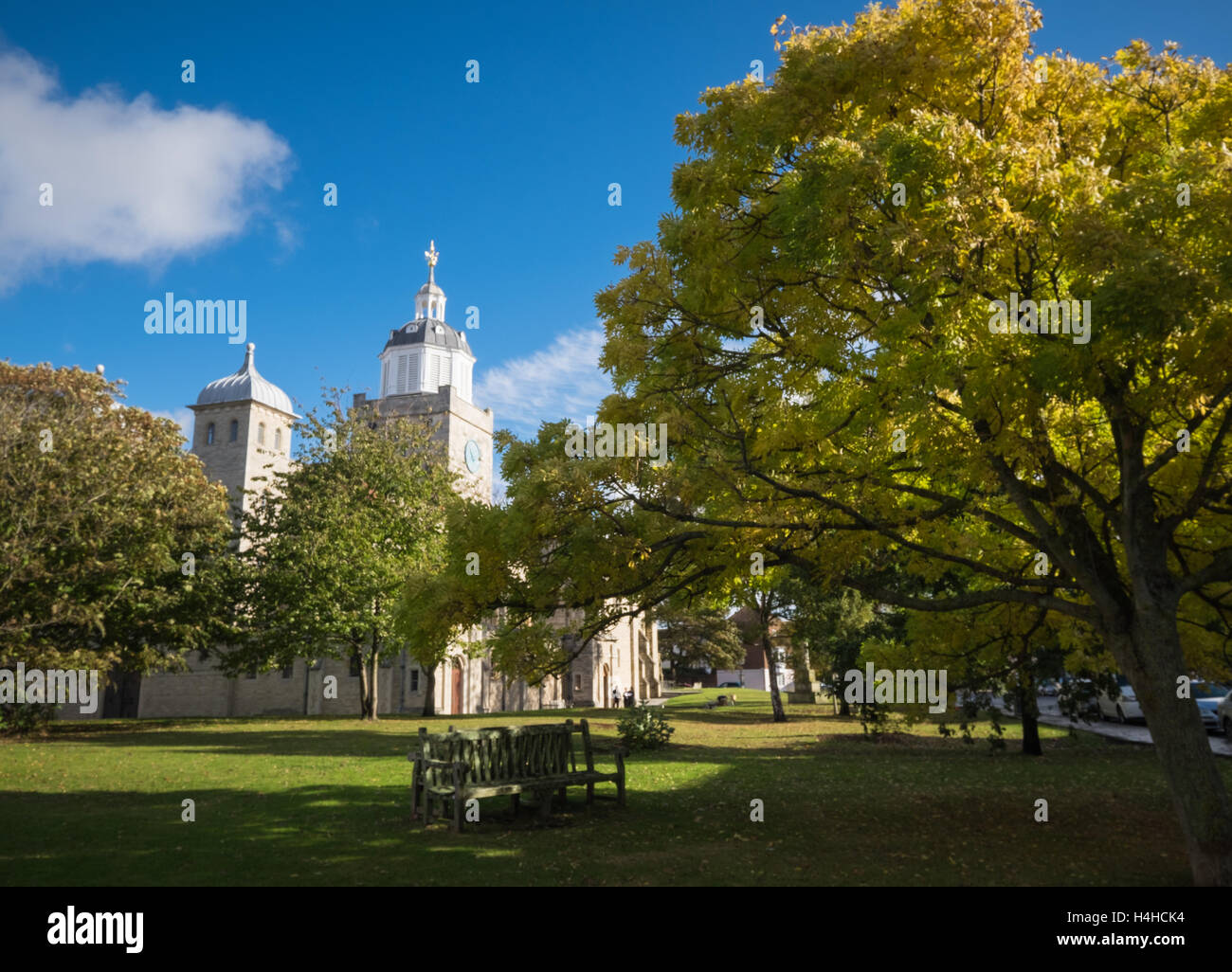 Portsmouth Cathedral basking in autumn morning light Stock Photo