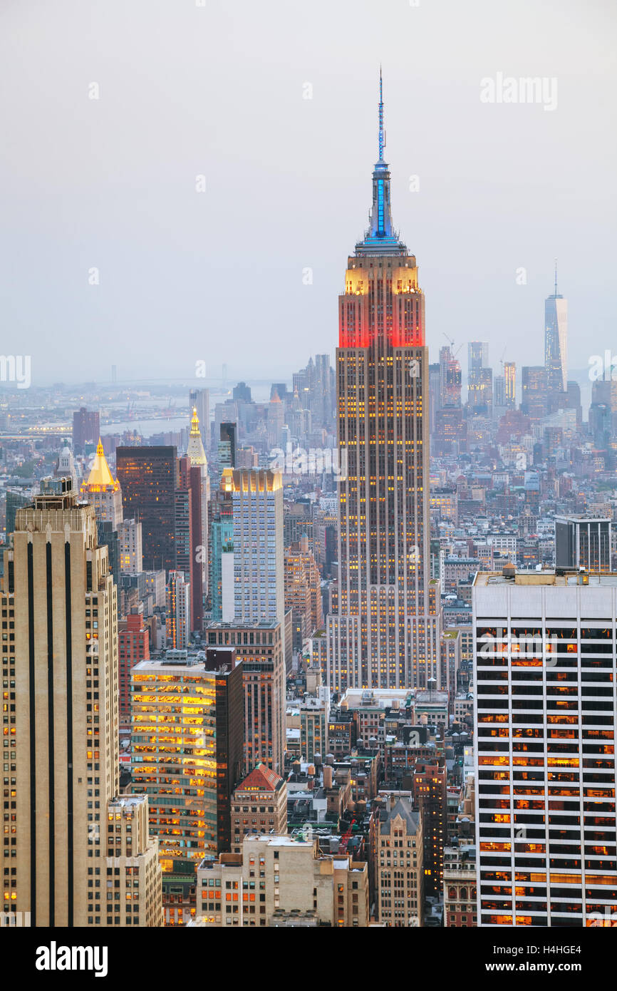 New York City aerial overview at the night time Stock Photo - Alamy