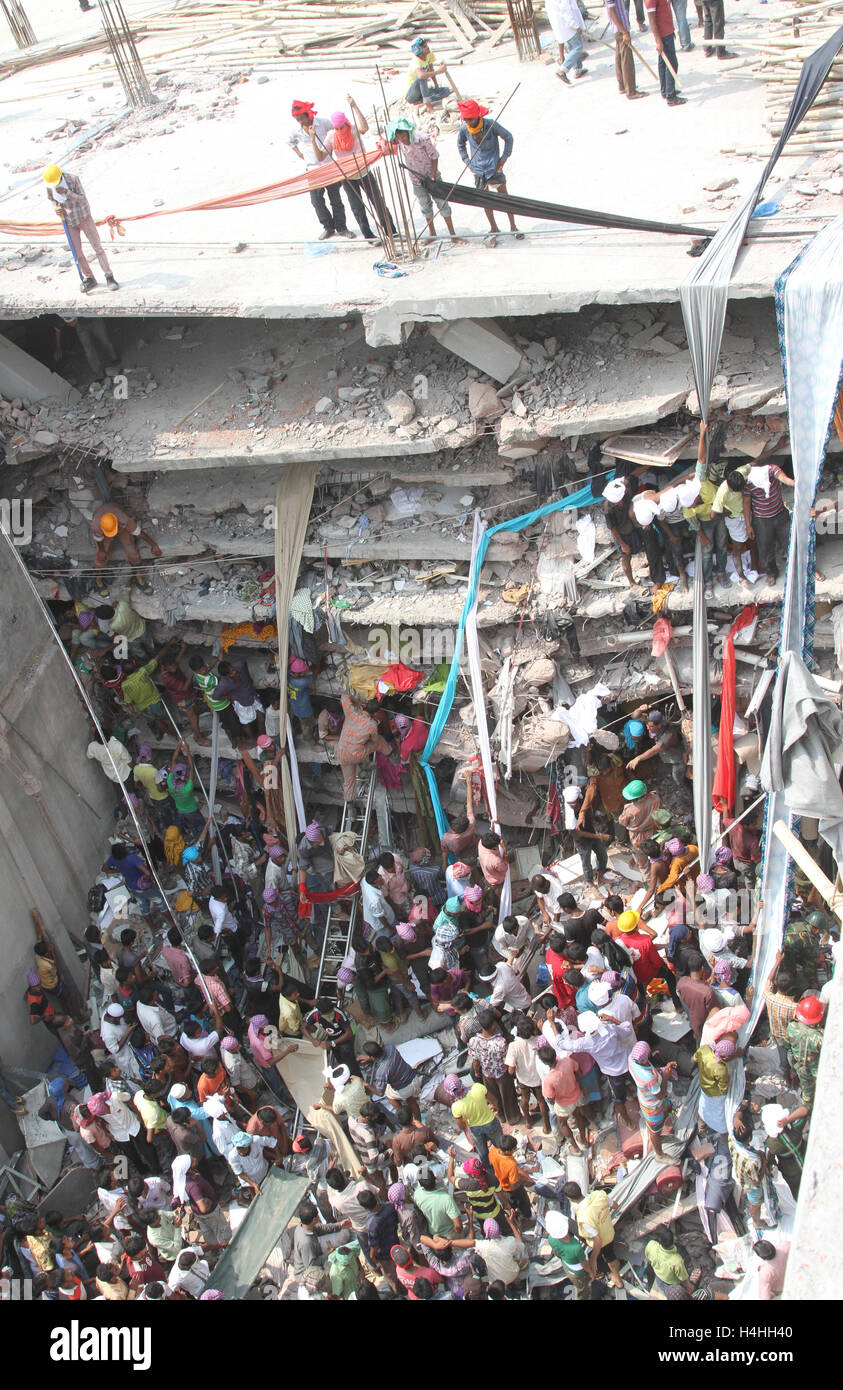 Savar Building Bangladeshi people gather as rescuers look for survivors and victims at ...