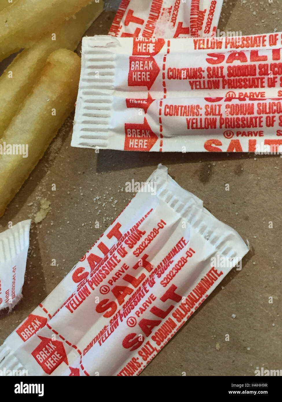 Restaurant Salt Packets and French Fries, USA Stock Photo Alamy