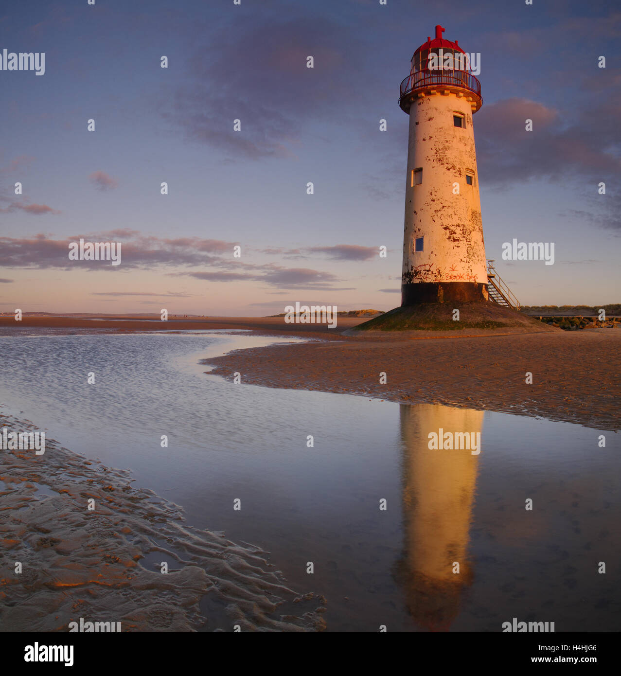 Talacre Lighthouse, Point of Ayre, Wales, Stock Photo