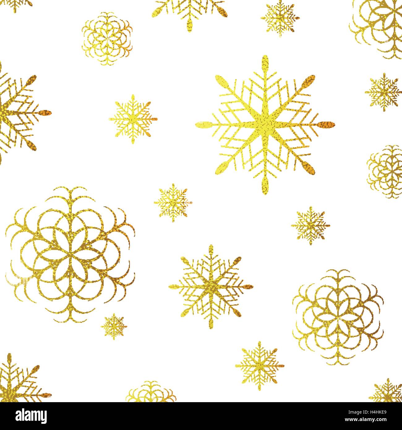 Golden glitter grunge snowflakes Christmas background. Vector greeting ...