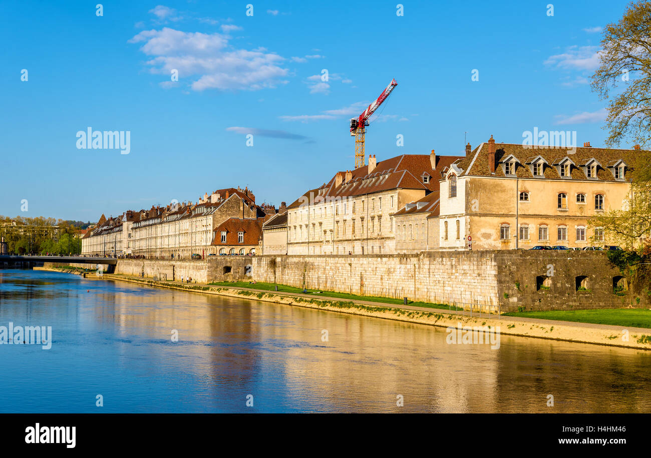 View of embankment in Besancon - France Stock Photo