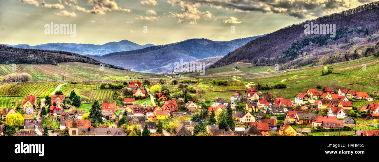 Famous wine route in the Vosges mountains Alsace, France Stock Photo