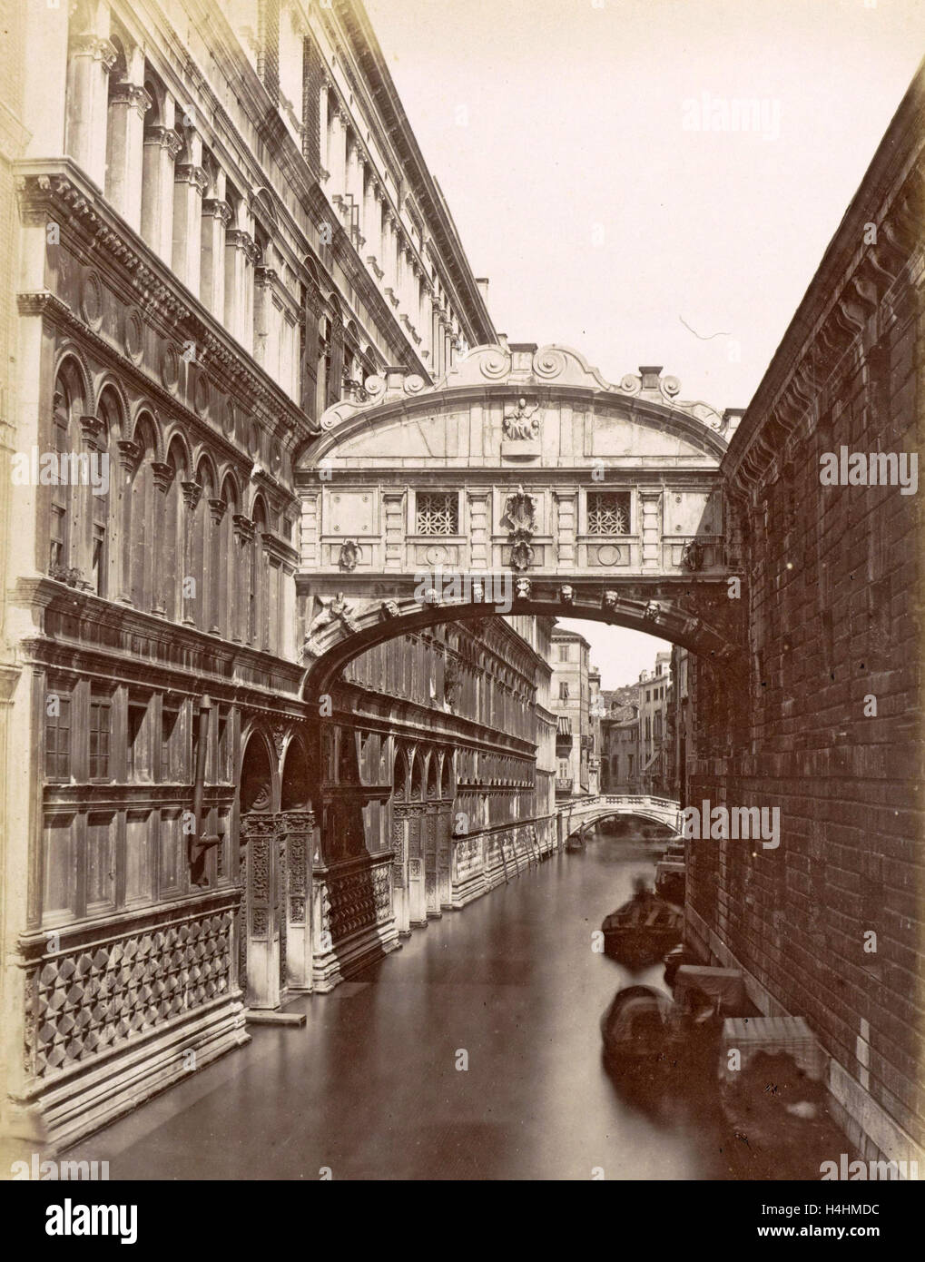 Bridge of Sighs in Venice, Carlo Ponti, 1860 - 1881 Stock Photo