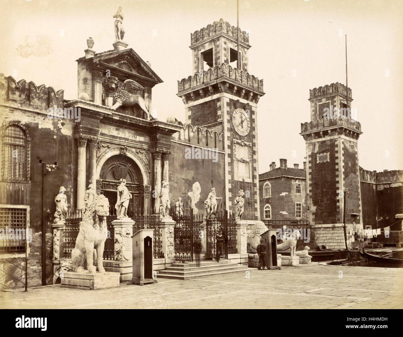 Gateway to the Arsenal in Venice, Carlo Ponti, 1860 - 1881 Stock Photo