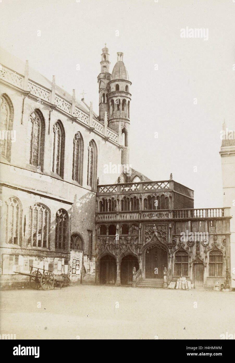 Exterior of the Basilica of the Holy Blood in Bruges and construction, Belgium, Victor Daveluy, 1865 - 1866 Stock Photo