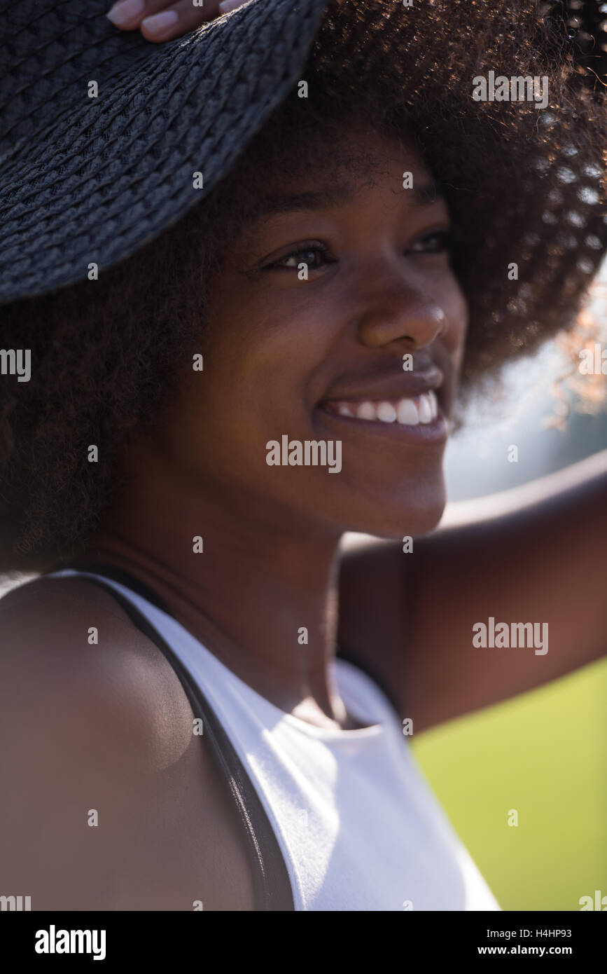 Close up portrait of a beautiful young african american woman smiling ...