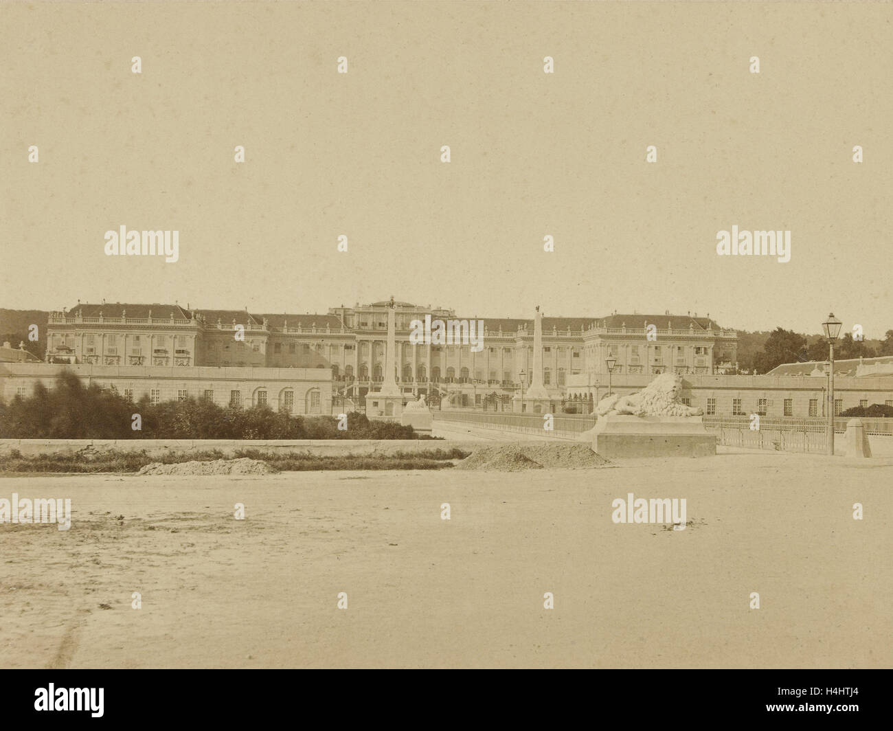View of Schönbrunn Palace in Vienna Austria, Carl Haack, 1850 - 1900 Stock Photo