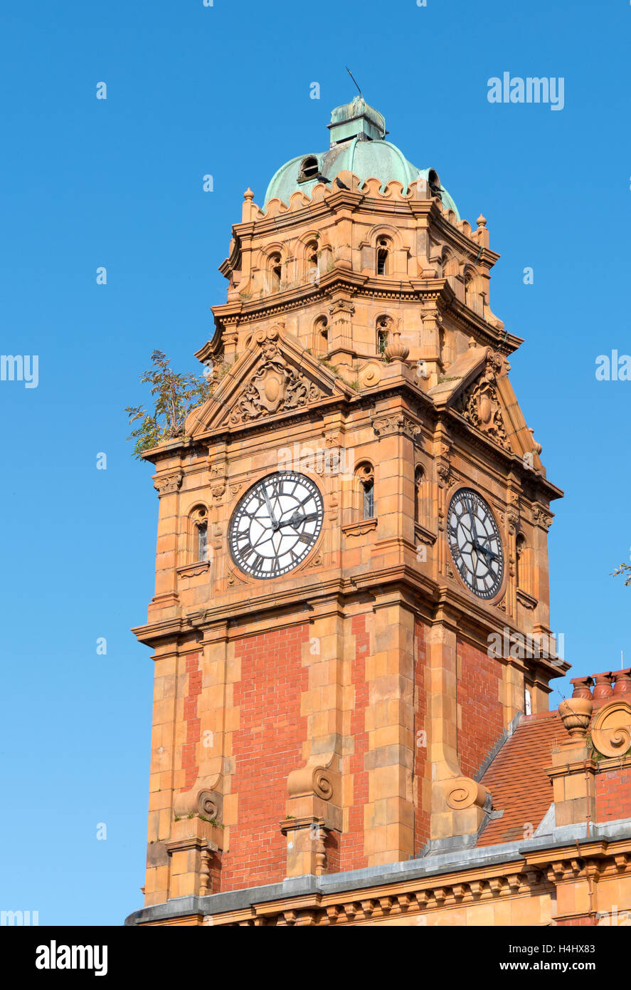 Newtown town clock tower, Cross buildings.  Powys Wales UK Stock Photo