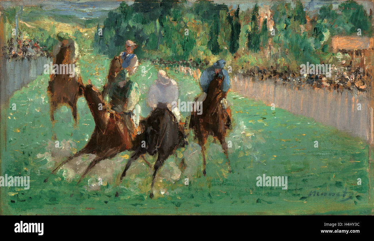 Edouard Manet, At the Races, French, 1832-1883, c. 1875, oil on wood Stock Photo