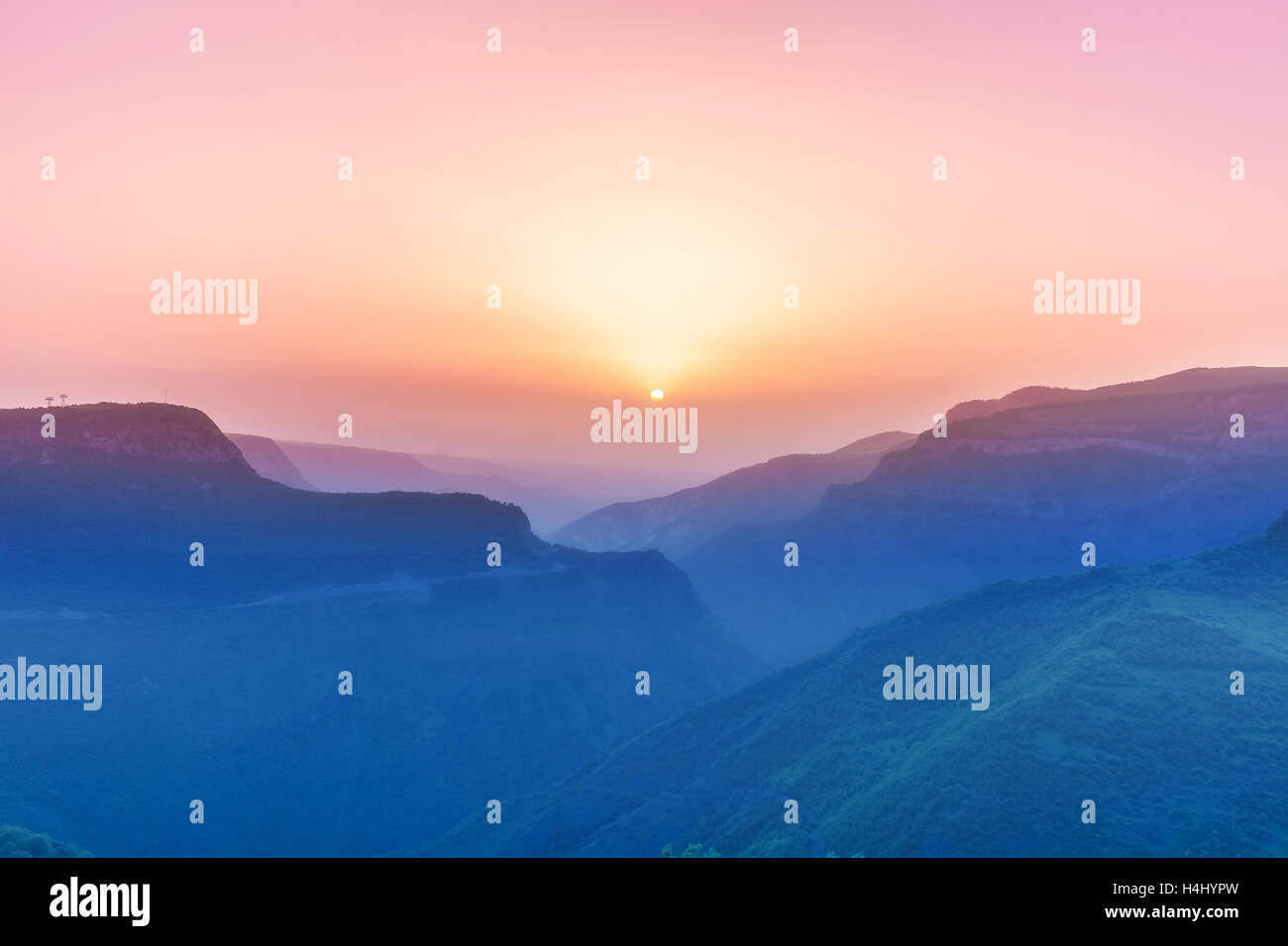 landscape with mountains and sky in sunset Stock Photo - Alamy