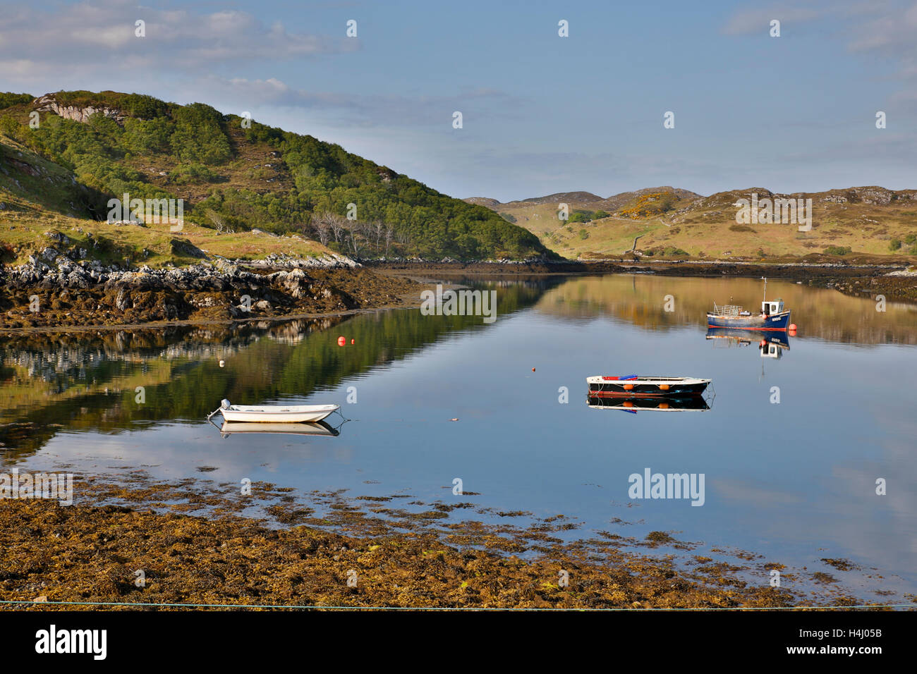 Culkein Drumbeg; Boats; NW Scotland; UK Stock Photo