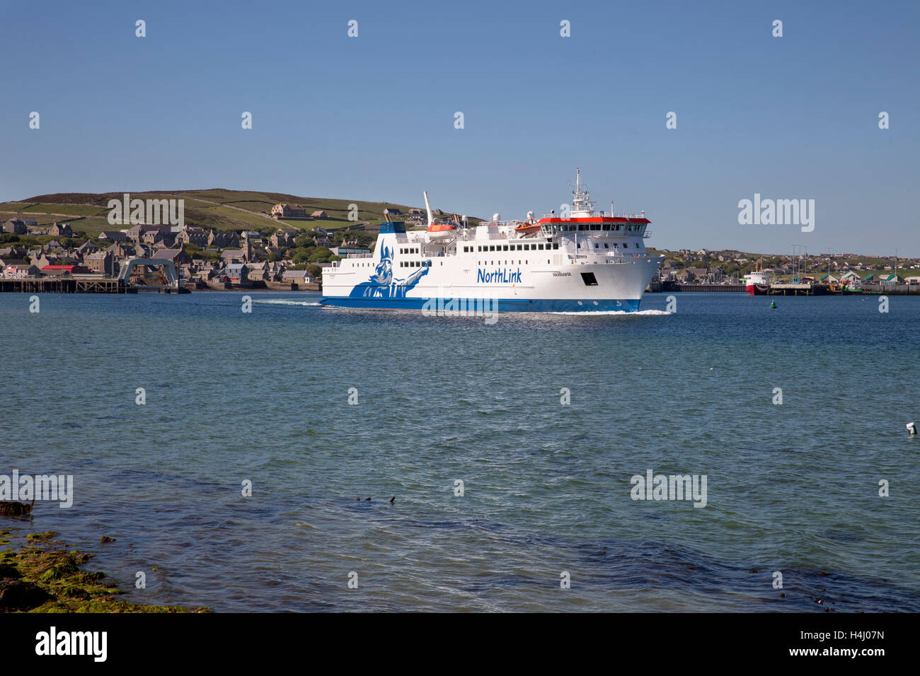 Northlink Ferry; Leaving Stromness; Orkney; UK Stock Photo