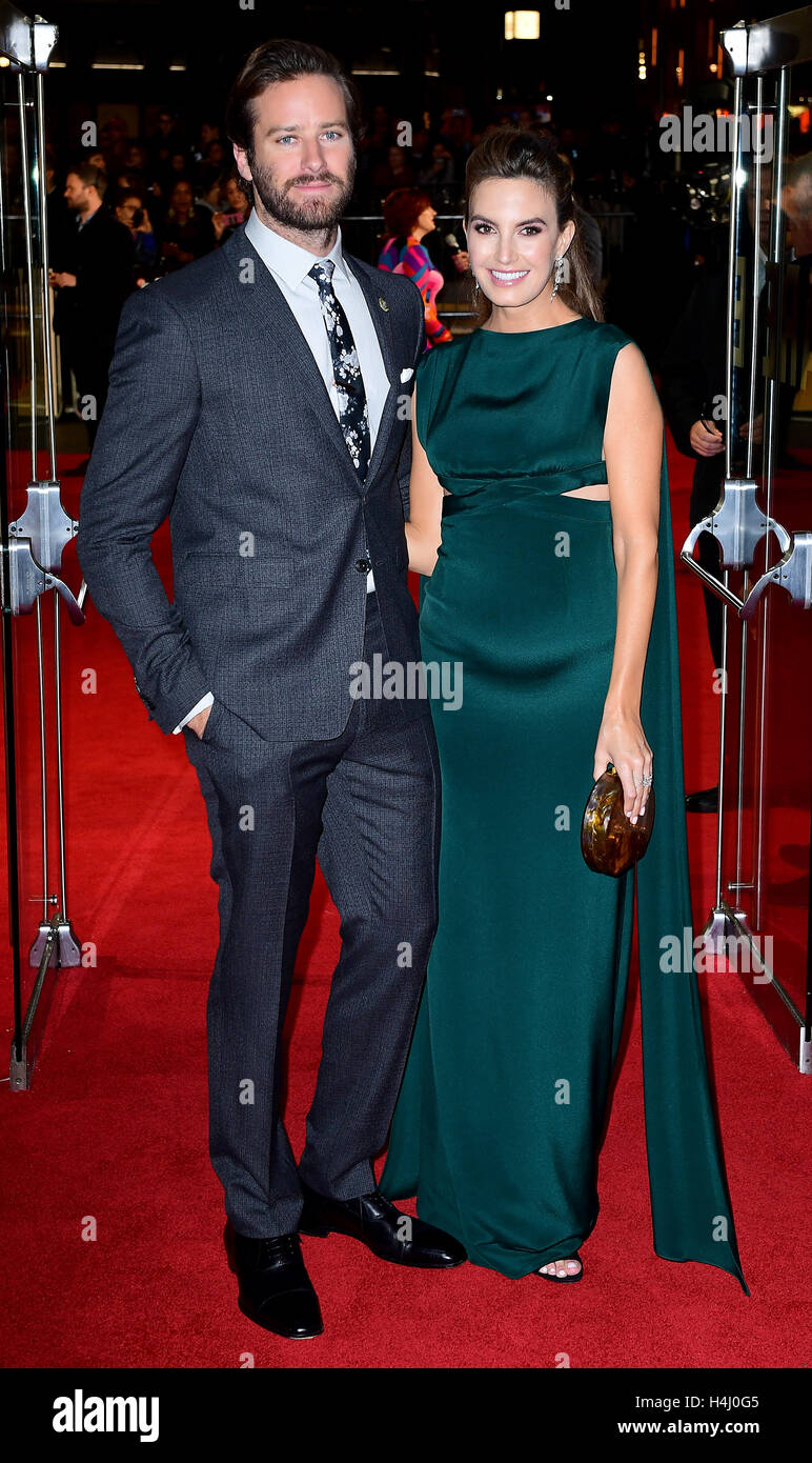 Armie Hammer and Elizabeth Chambers attending the 60th London Film