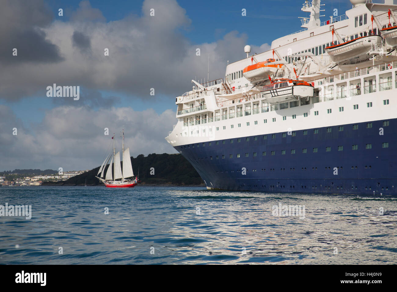Cruise Ship Falmouth; Cornwall; UK Stock Photo