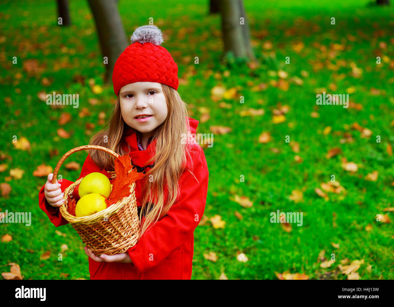 happy girl in the autumn park Stock Photo - Alamy