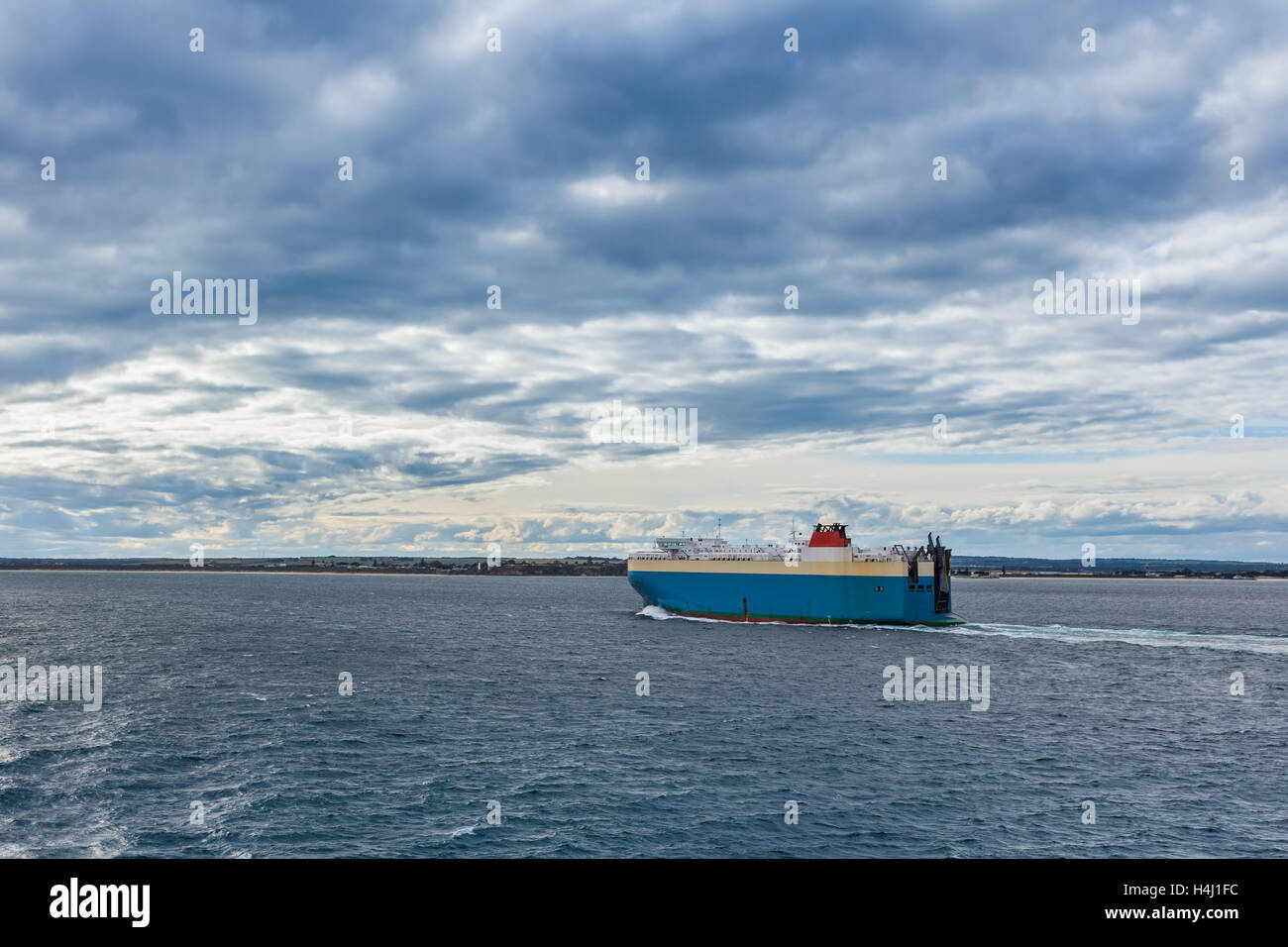 Large vehicle carrier ship crossing Port Phillip, Melbourne, Australia Stock Photo