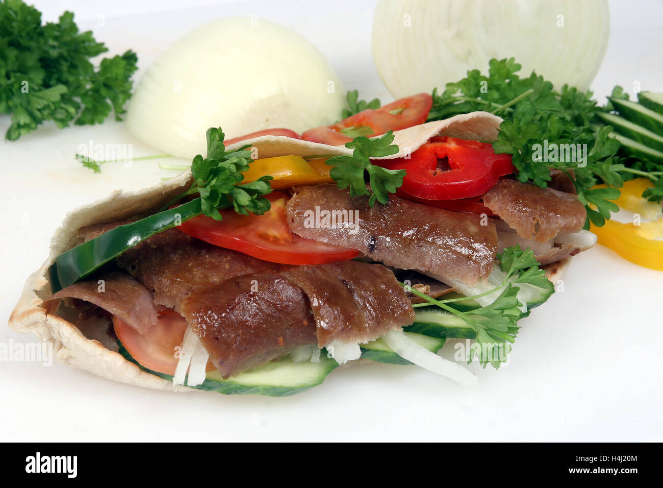 Doner kebab in pita bread Stock Photo Alamy