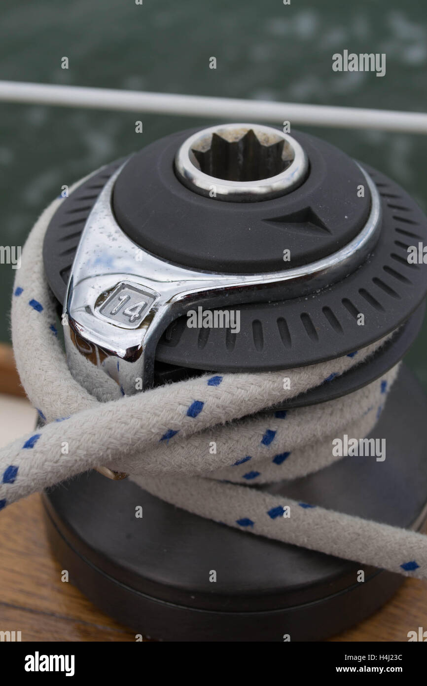 Winch on a boat Stock Photo Alamy