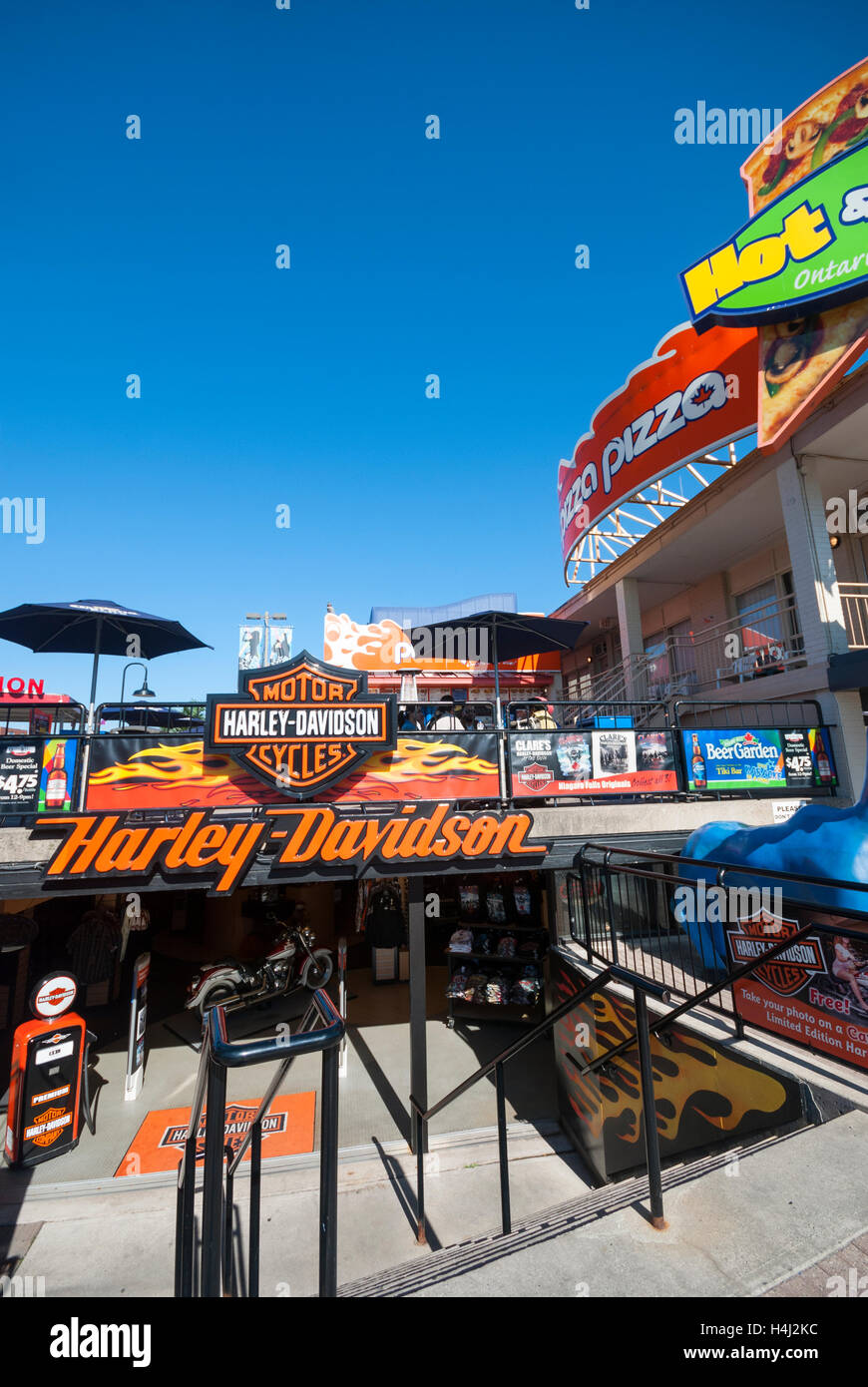 Clare's Harley Davidson, a collectible and memorabilia store on Clifton Hill, Niagara Falls Ontario Canada Stock Photo