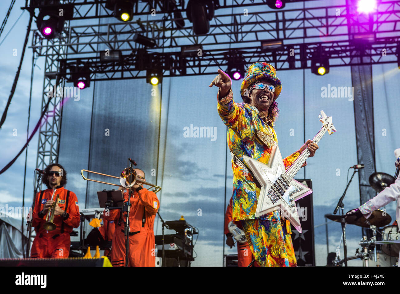 William Earl "Bootsy" Collins of Bootsy Collins' Rubber Band performs at RIOT Fest on Sunday