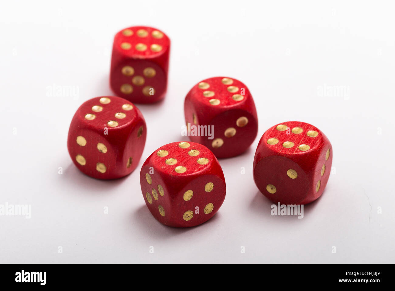 Five dice, all sixes isolated on a white background Stock Photo Alamy