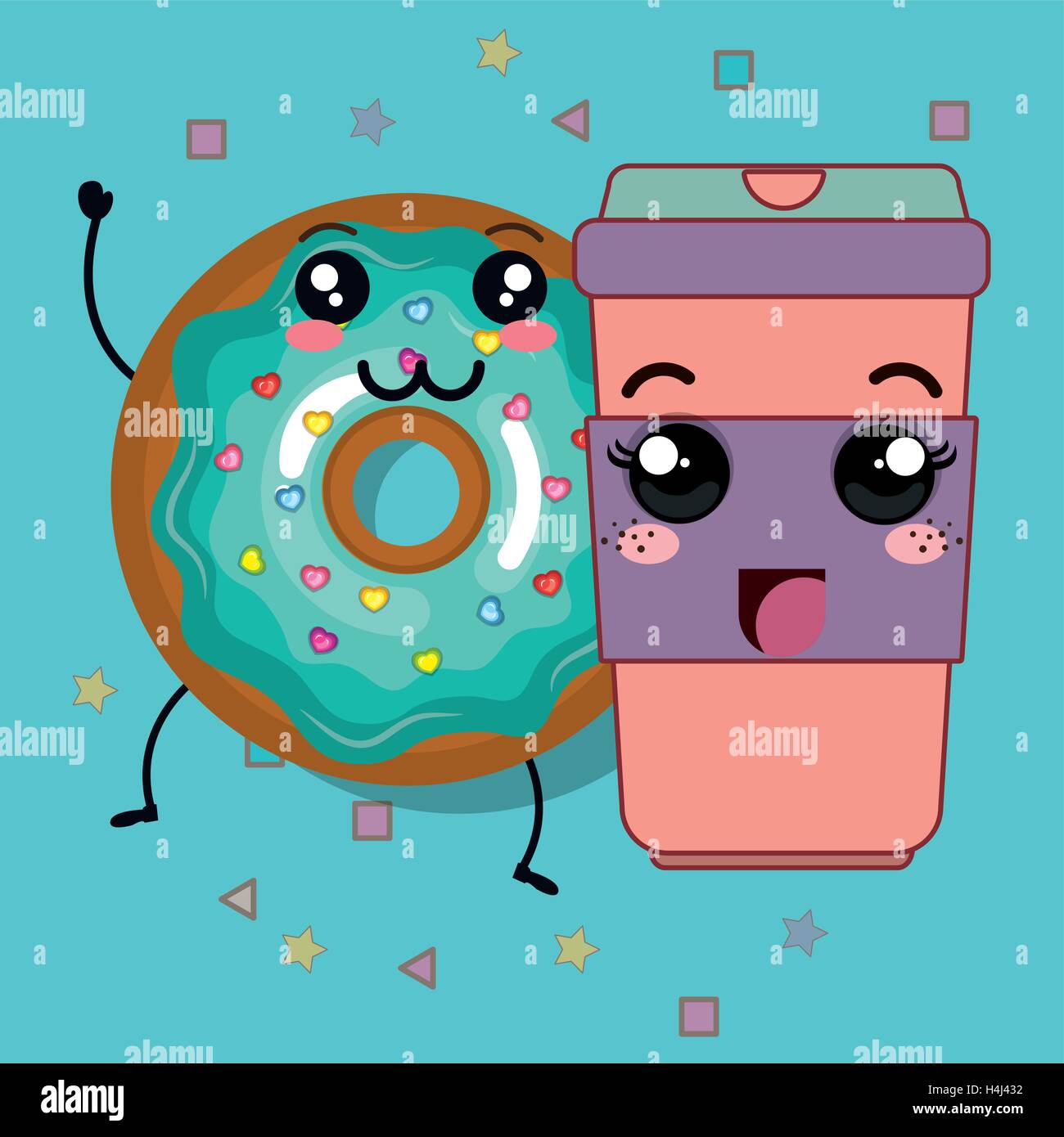donut and coffee kawaii cartoon Stock Vector Image & Art - Alamy
