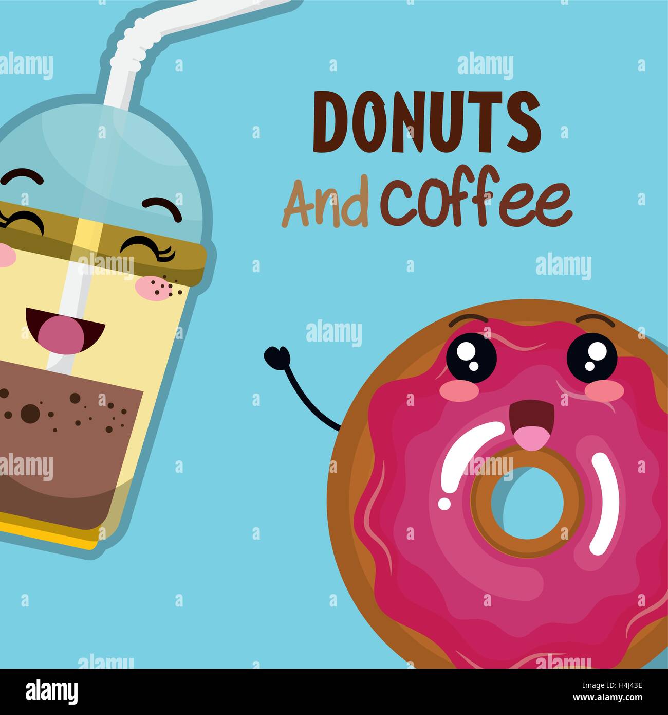 donut and coffee kawaii cartoon Stock Vector Image & Art - Alamy