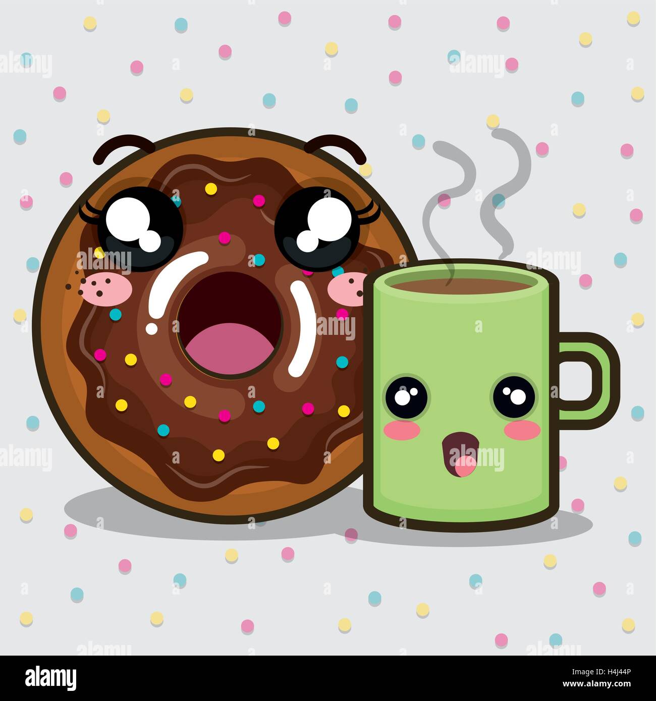 donut and coffee kawaii cartoon Stock Vector Image & Art - Alamy
