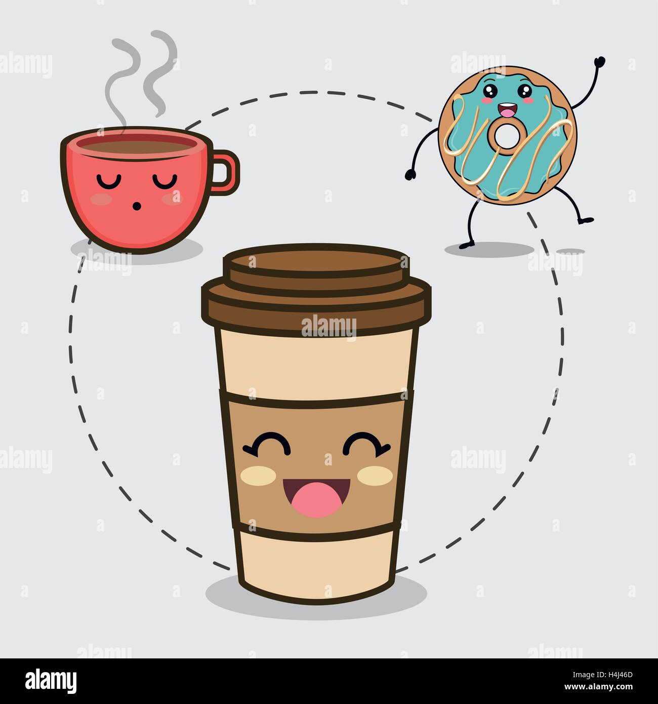 donut and coffee kawaii cartoon Stock Vector Image & Art - Alamy