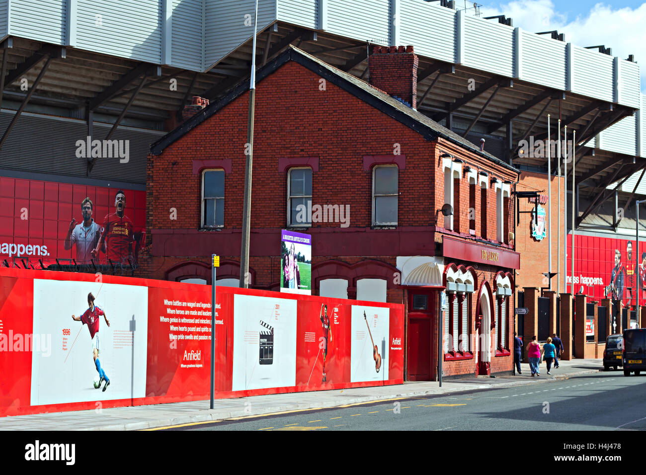 The Albert pub right next to Liverpool Football Club stadium Stock