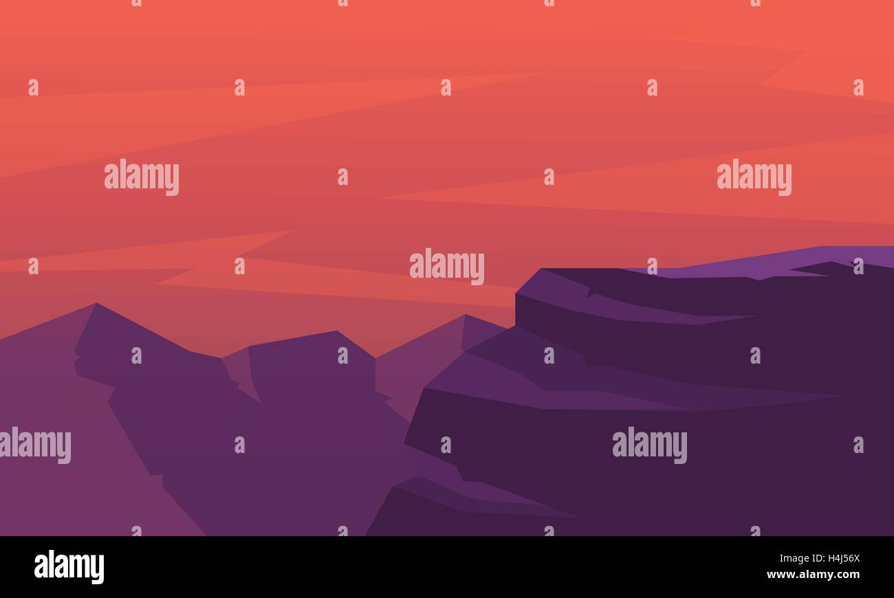 Silhouette of cliff at sunset landscape Stock Vector Image & Art Alamy