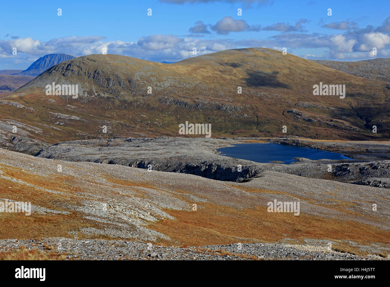 View form Arkle looking North East towards Creagan Meall Horn summit Stock Photo