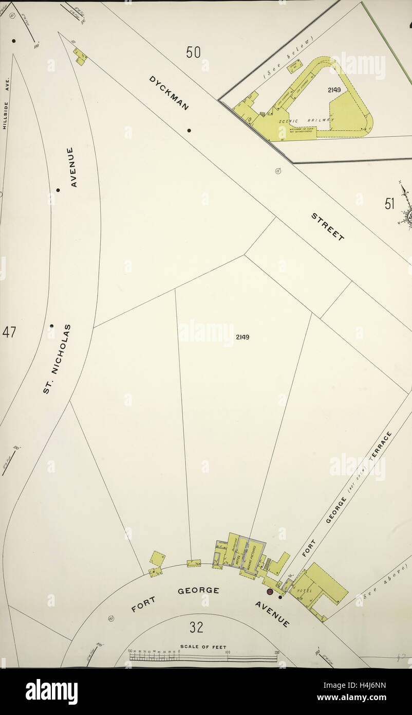 Manhattan, V. 12, Plate No. 48 Map bounded by Dyckman St., Fort George Ave., New York, USA Stock Photo