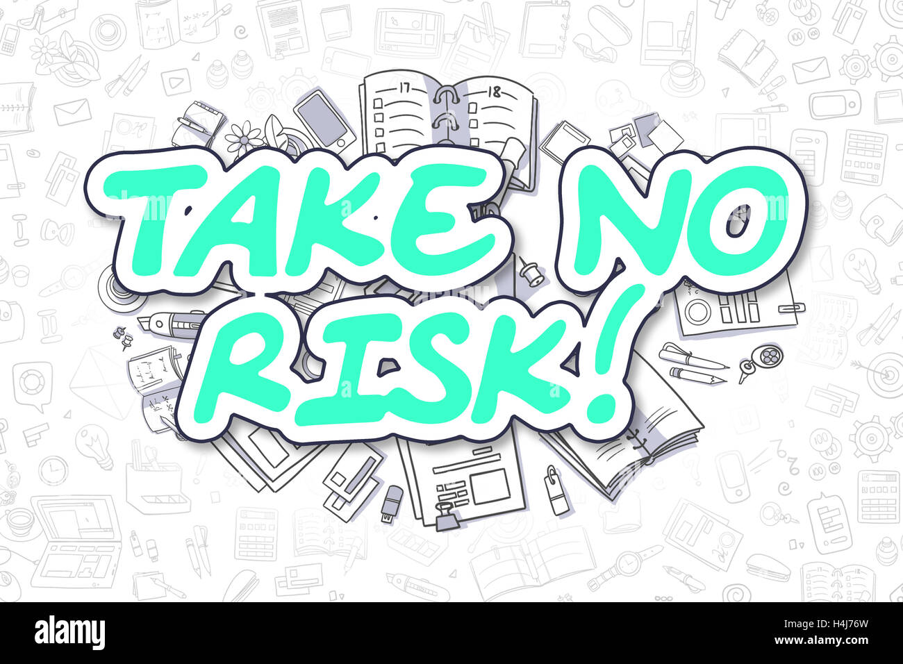 Take No Risk - Doodle Green Word. Business Concept. Stock Photo