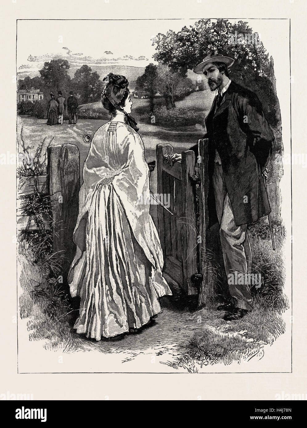 They were now arrived at the doctor's house. , 'THE NEW PRINCE FORTUNATUS', BY WILLIAM BLACK, DRAWN BY W. SMALL, 1889 Stock Photo