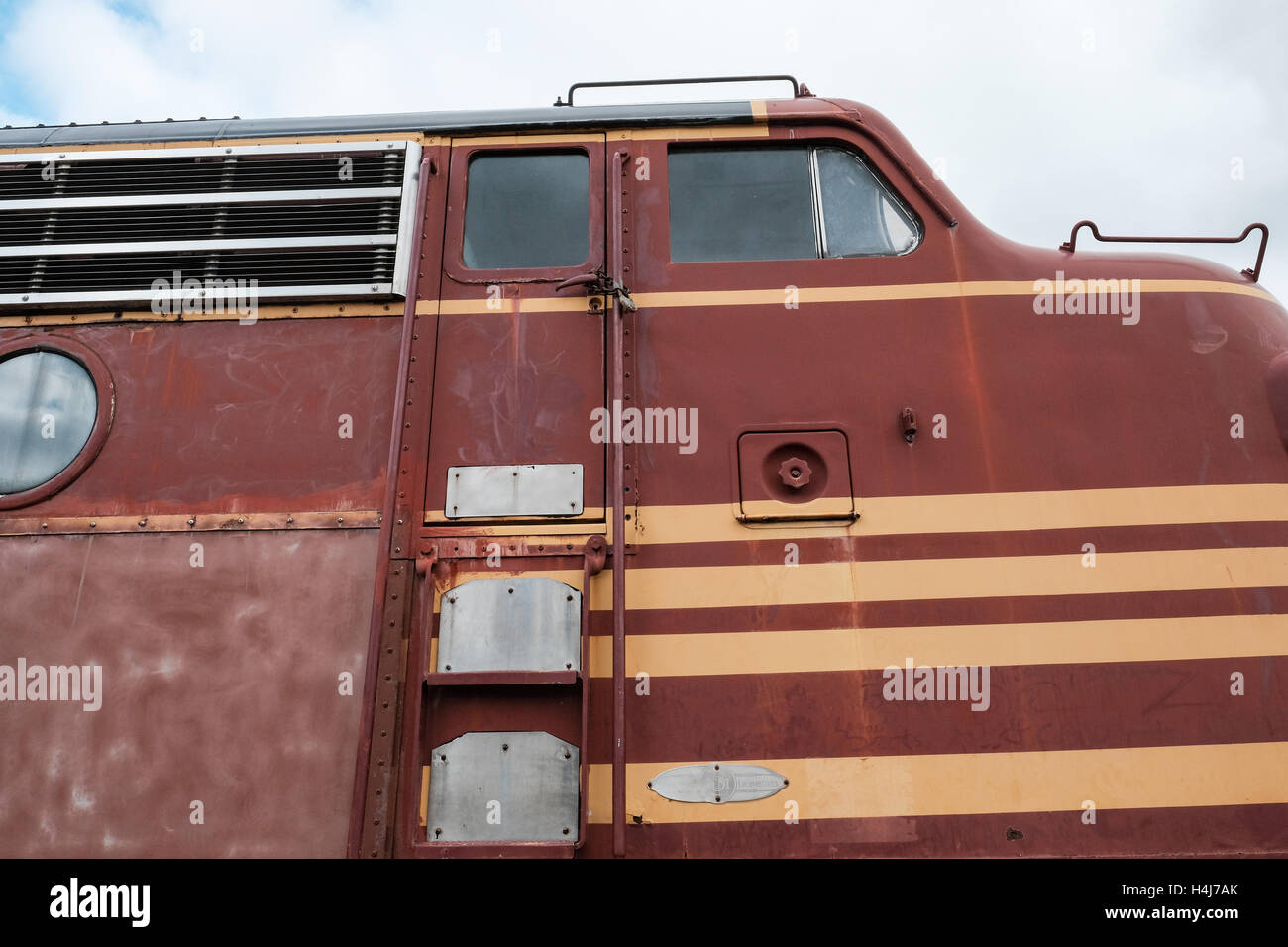 Cabin View Of A Vintage Diesel Locomotive As Seen In A Museum In