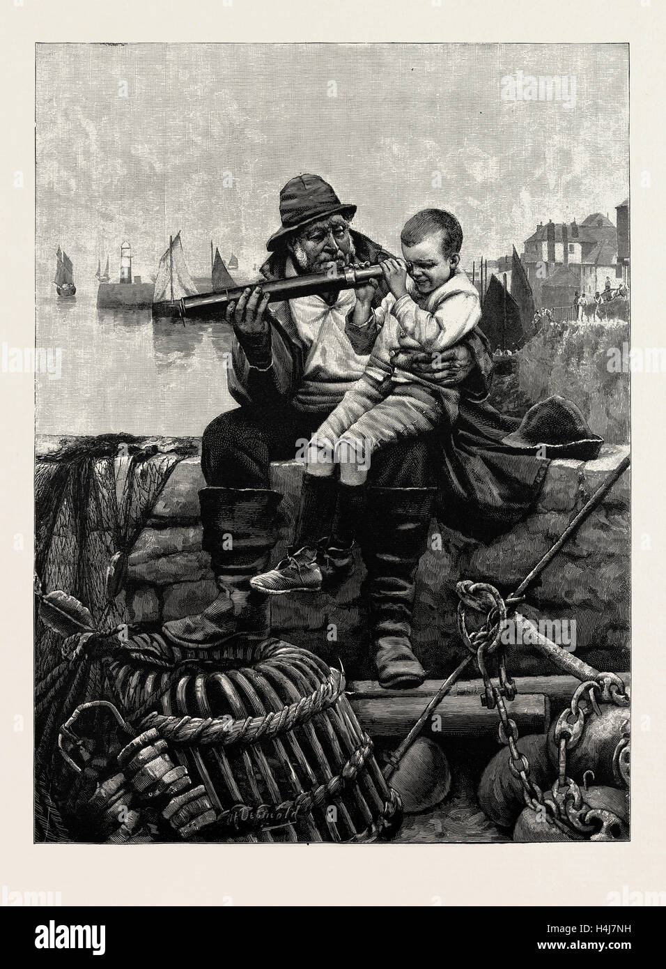 A GLIMPSE OF FUTURE SEAS, FROM THE PICTURE BY HENRY E. DETMOLD EXHIBITED AT THE ROYAL ACADEMY, 1889 Stock Photo