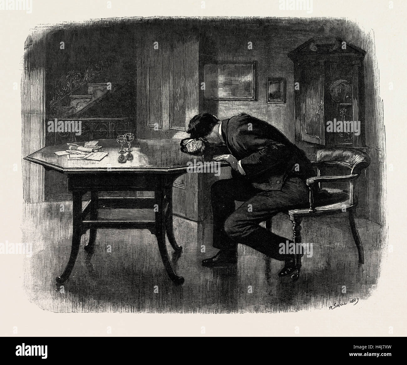 He threw his arms on the table before him, and hid his face., "THE NEW