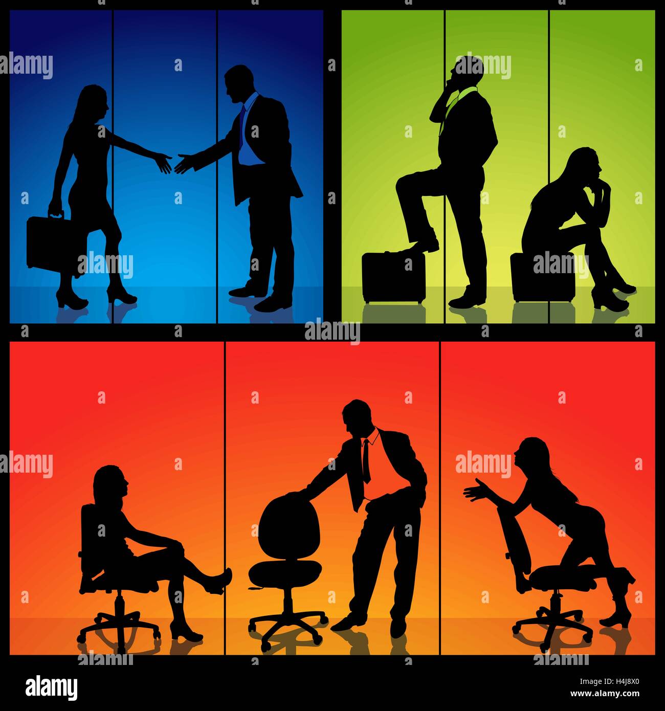 Business woman and man working together silhouettes Stock Vector Images ...