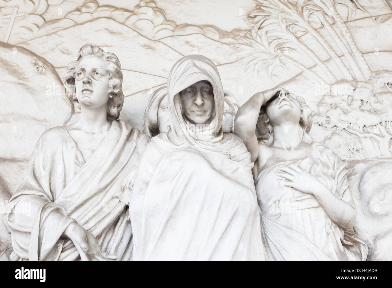 More than 100 years old statue. Cemetery located in North Italy. Stock Photo