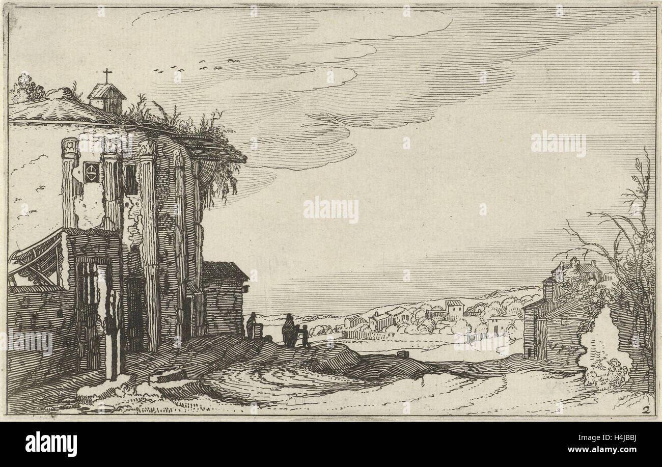 Ruin with Corinthian columns, Willem van Nieulandt (II), Anonymous, Claes Jansz. Visscher (II), 1618 Stock Photo