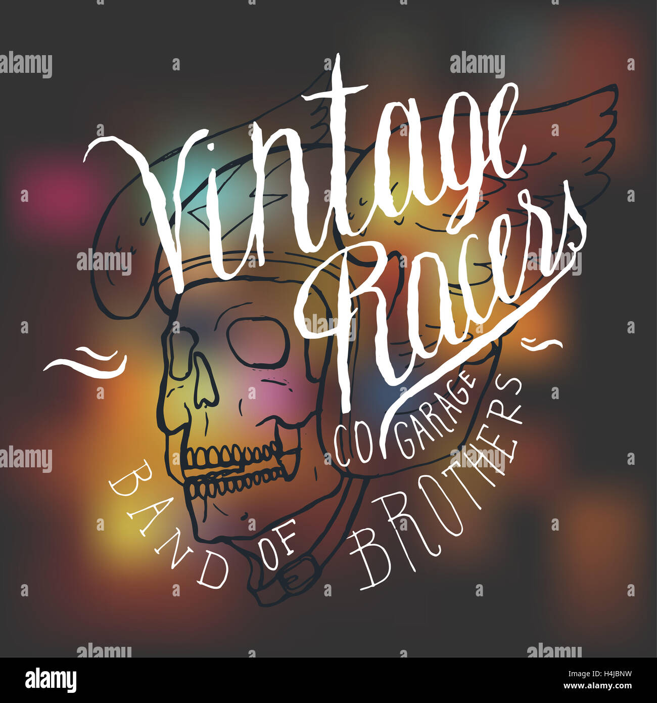 vintage racers helmet with wings print. band of brothers lettering ...