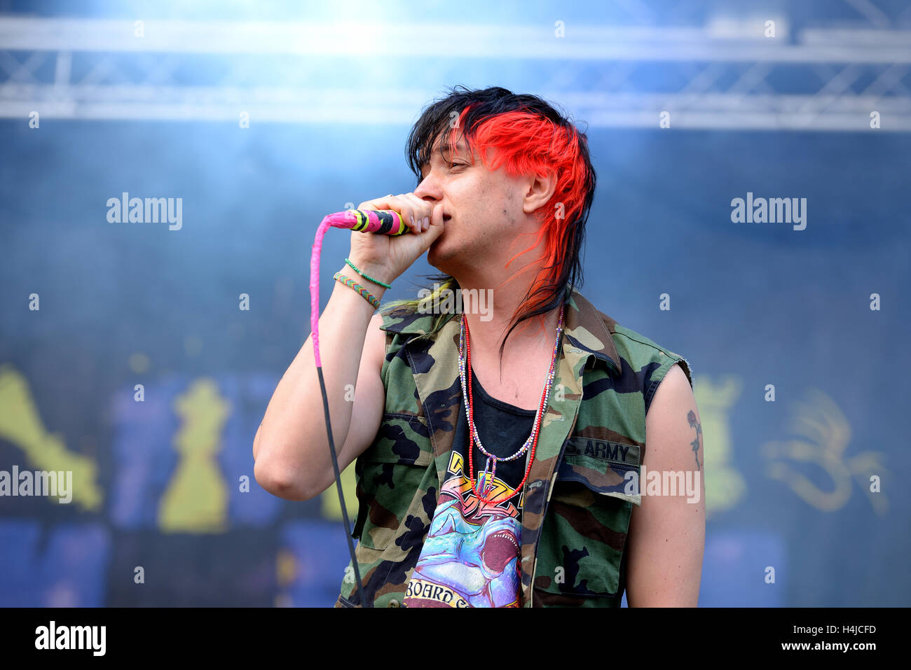 BARCELONA - MAY 29: Julian Casablancas and The Voidz (band) performs at Primavera Sound 2015 Festival on May 29, 2015 in Barcelo Stock Photo